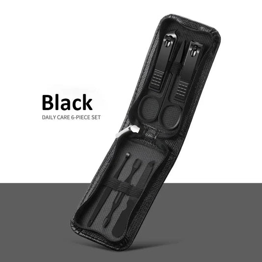 6-9 Pcs Manicure Set With Leather Case Professional Foot And Face Care Tool Kits Stainless Steel Nail Clipper Sets Gift